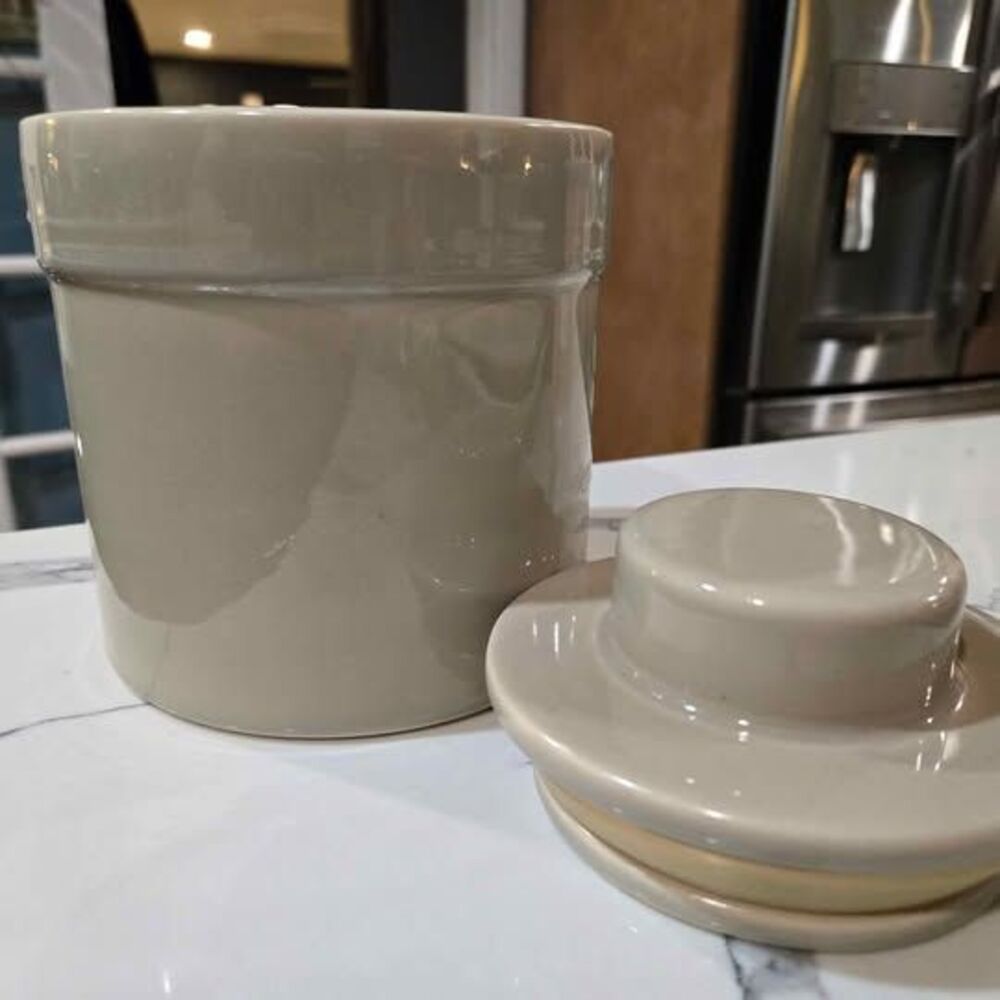 Air Tight 7" West Elm Ceramic Canister-beige